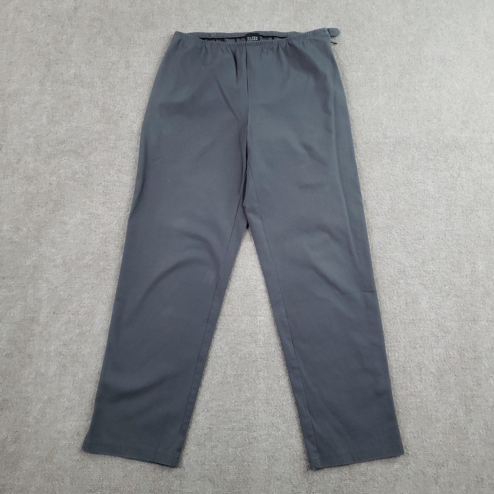 Eileen Fisher Pants Women Small Gray Elastic Waist Straight Leg Side Zip Casual - Picture 1 of 14